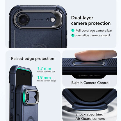 Puzdro MagSafe pre Apple iPhone 17 Air, ESR, Cyber Armor Kickstand, Modrá