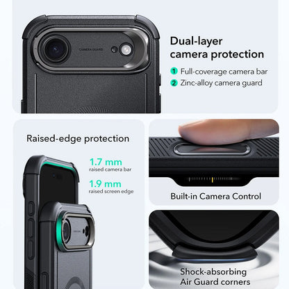 Puzdro MagSafe pre Apple iPhone 17 Air, ESR, Cyber Armor Kickstand, Čierne