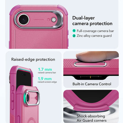 Puzdro MagSafe pre Apple iPhone 17 Air, ESR, Cyber Armor Kickstand, Ružové