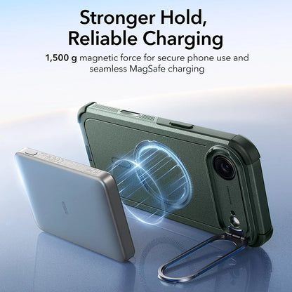 Puzdro MagSafe pre Apple iPhone 17 Air, ESR, Cyber Armor Kickstand, Zelené