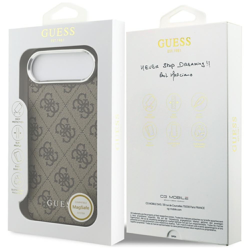 Puzdro MagSafe pre Apple iPhone 17 Air, Guess, 4G Classic Logo, Hnedé