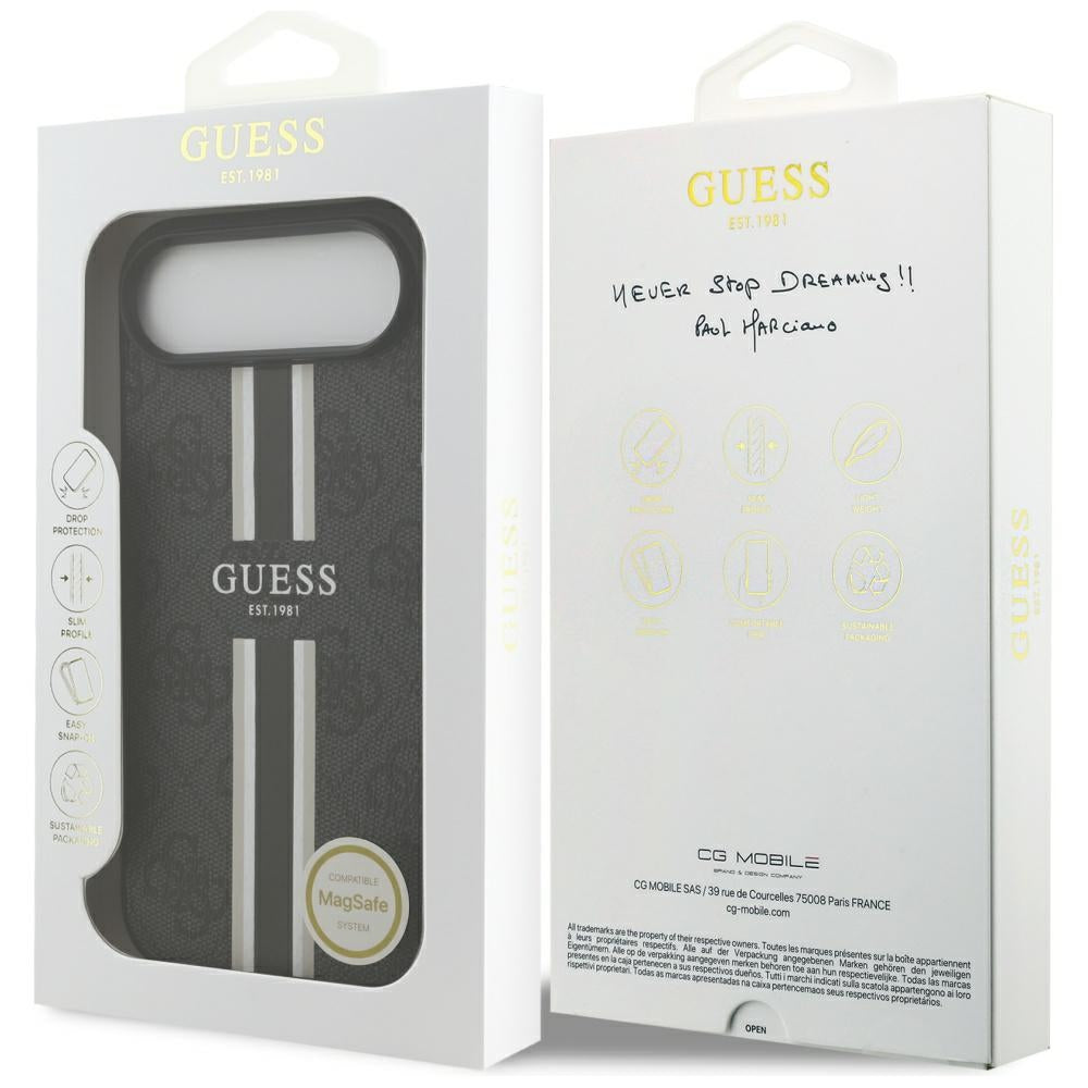 Puzdro MagSafe pre Apple iPhone 17 Air, Guess, 4G Printed Stripes, Čierne