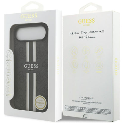 Puzdro MagSafe pre Apple iPhone 17 Air, Guess, 4G Printed Stripes, Čierne