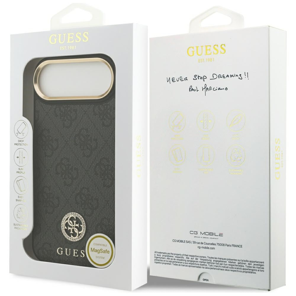 Puzdro MagSafe pre Apple iPhone 17 Air, Guess, 4G Strass Logo, Čierne