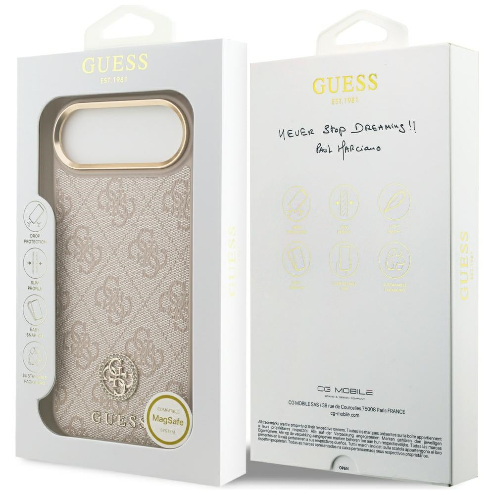 Puzdro MagSafe pre Apple iPhone 17 Air, Guess, 4G Strass Logo, Ružové