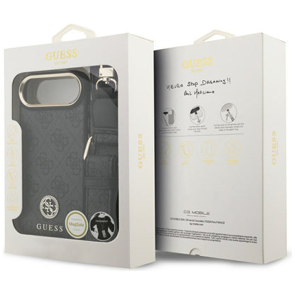 Puzdro MagSafe pre Apple iPhone 17 Air, Guess, 4G Strass Logo with Big Strap, Čierne