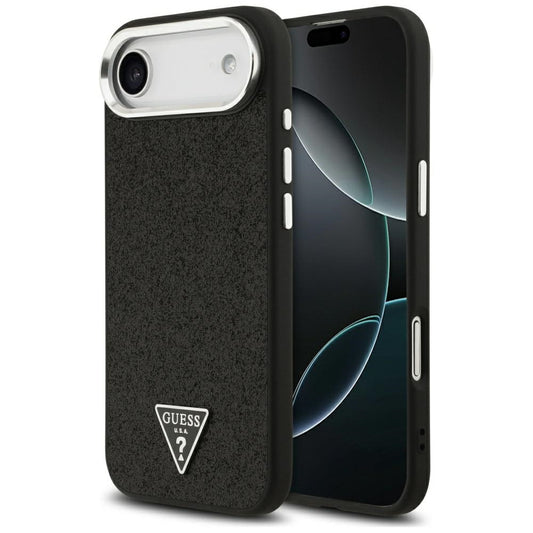 Puzdro MagSafe pre Apple iPhone 17 Air, Guess, Glitter Triangle Logo, Čierne