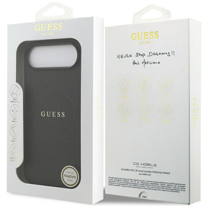 Puzdro MagSafe pre Apple iPhone 17 Air, Guess, Grained Gold Ring, Čierne