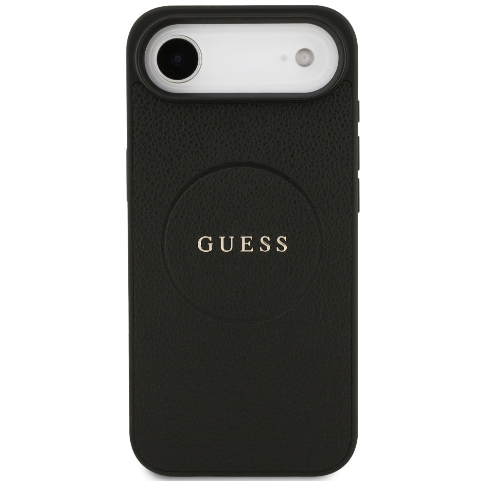 Puzdro MagSafe pre Apple iPhone 17 Air, Guess, Grained Gold Ring, Čierne