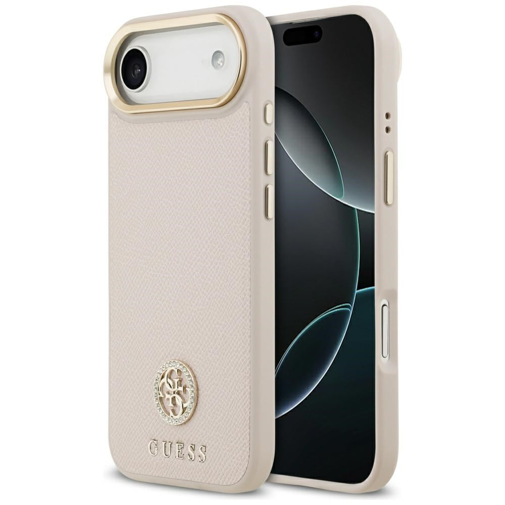 Puzdro MagSafe pre Apple iPhone 17 Air, Guess, Grained Strass Logo, Ružové