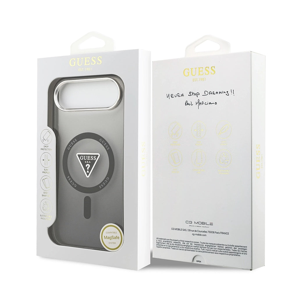 Puzdro MagSafe pre Apple iPhone 17 Air, Guess, IML Gradient Triangle Logo, Čierne