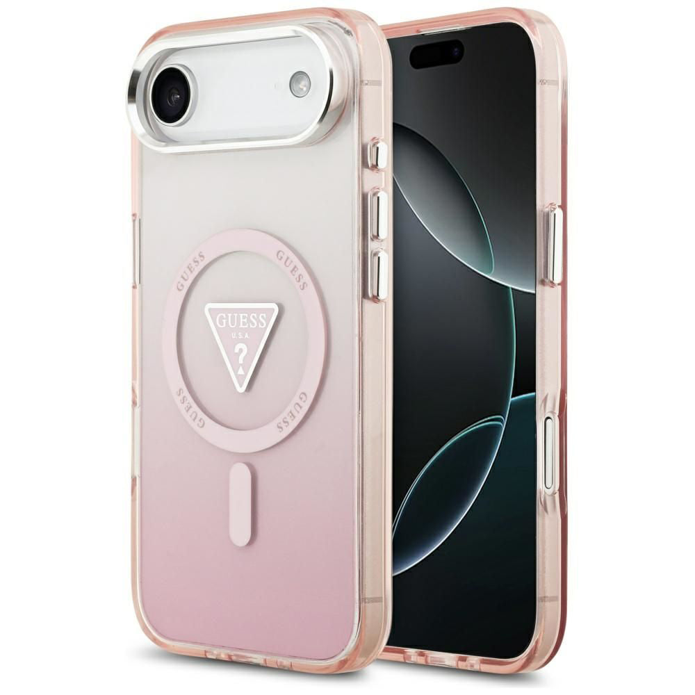 Puzdro MagSafe pre Apple iPhone 17 Air, Guess, IML Gradient Triangle Logo, Ružová