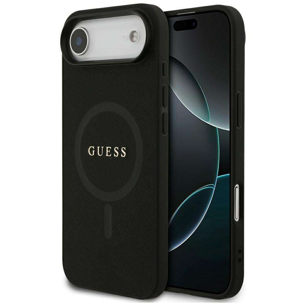 Puzdro MagSafe pre Apple iPhone 17 Air, Guess, Saffiano Classic Logo, Čierne