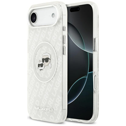 Puzdro MagSafe pre Apple iPhone 17 Air, Karl Lagerfeld, IML Glitter Karl & Choupette`s Heads, Sivá