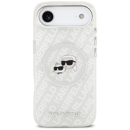 Puzdro MagSafe pre Apple iPhone 17 Air, Karl Lagerfeld, IML Glitter Karl & Choupette`s Heads, Sivá