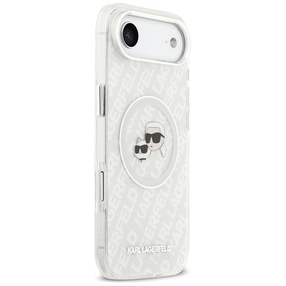 Puzdro MagSafe pre Apple iPhone 17 Air, Karl Lagerfeld, IML Glitter Karl & Choupette`s Heads, Sivá