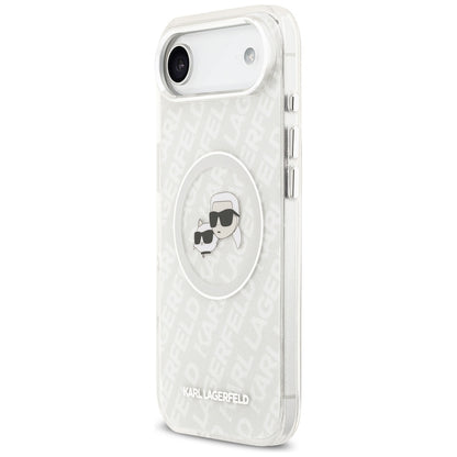 Puzdro MagSafe pre Apple iPhone 17 Air, Karl Lagerfeld, IML Glitter Karl & Choupette`s Heads, Sivá