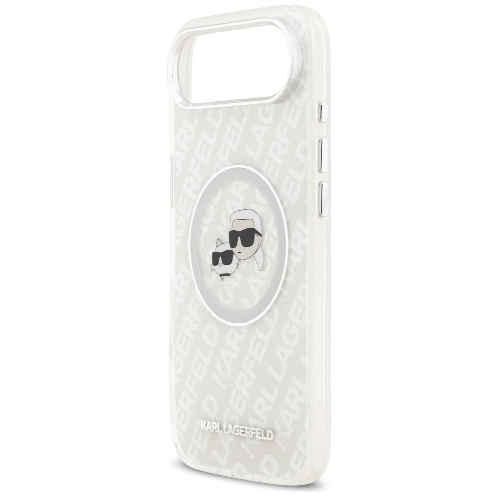 Puzdro MagSafe pre Apple iPhone 17 Air, Karl Lagerfeld, IML Glitter Karl & Choupette`s Heads, Sivá