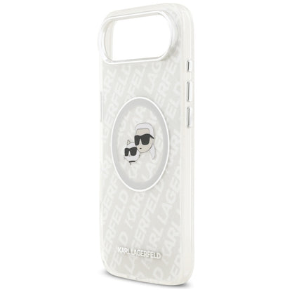 Puzdro MagSafe pre Apple iPhone 17 Air, Karl Lagerfeld, IML Glitter Karl & Choupette`s Heads, Sivá