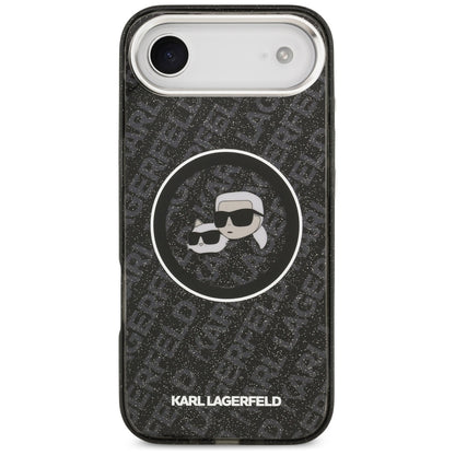 Puzdro MagSafe pre Apple iPhone 17 Air, Karl Lagerfeld, IML Glitter Karl & Choupette`s Heads, Čierne