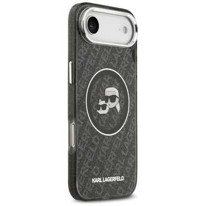 Puzdro MagSafe pre Apple iPhone 17 Air, Karl Lagerfeld, IML Glitter Karl & Choupette`s Heads, Čierne