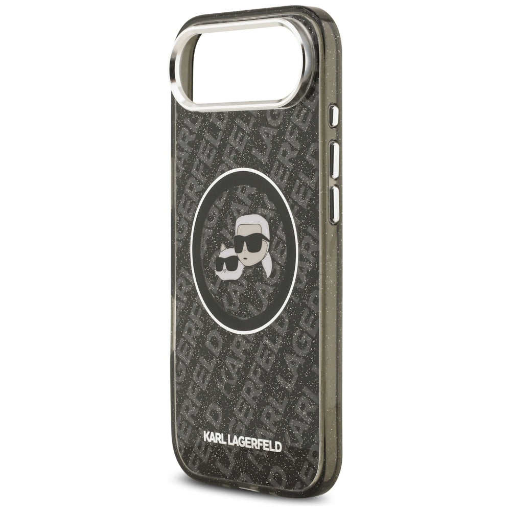 Puzdro MagSafe pre Apple iPhone 17 Air, Karl Lagerfeld, IML Glitter Karl & Choupette`s Heads, Čierne