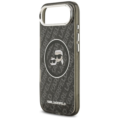 Puzdro MagSafe pre Apple iPhone 17 Air, Karl Lagerfeld, IML Glitter Karl & Choupette`s Heads, Čierne