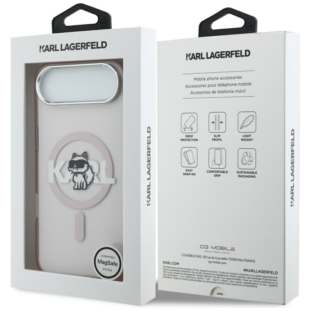 Puzdro MagSafe pre Apple iPhone 17 Air, Karl Lagerfeld, IML Sketch Logo Choupette, Ružová