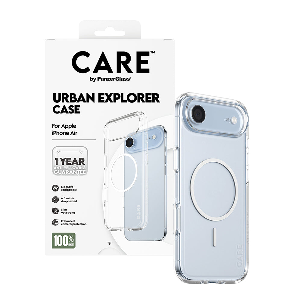 Puzdro MagSafe pre Apple iPhone 17 Air, PanzerGlass, Care Urban Explorer, Biela Transparentná