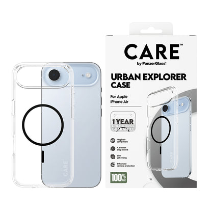 Puzdro MagSafe pre Apple iPhone 17 Air, PanzerGlass, Care Urban Explorer, Čierna Transparentná