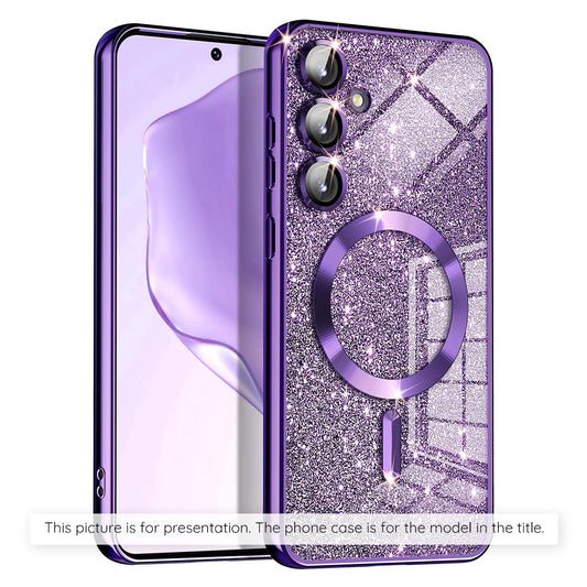 Puzdro MagSafe pre Apple iPhone 17 Air, Techsuit, Luxury Glitter, Tmavofialová