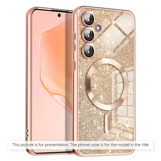 Puzdro MagSafe pre Apple iPhone 17 Air, Techsuit, Luxury Glitter, Ružovo Zlaté