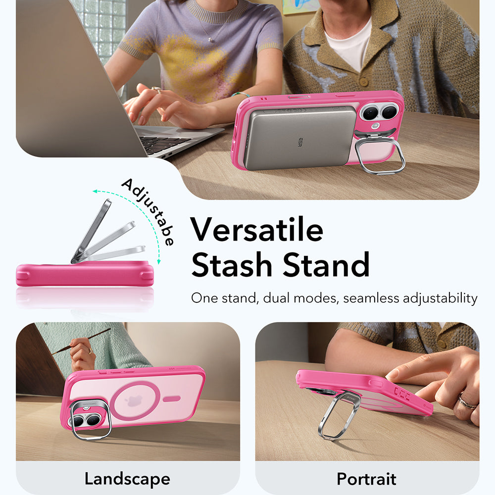 Puzdro MagSafe pre Apple iPhone 17, ESR, Classic Hybrid Kickstand, Saténové Ružové