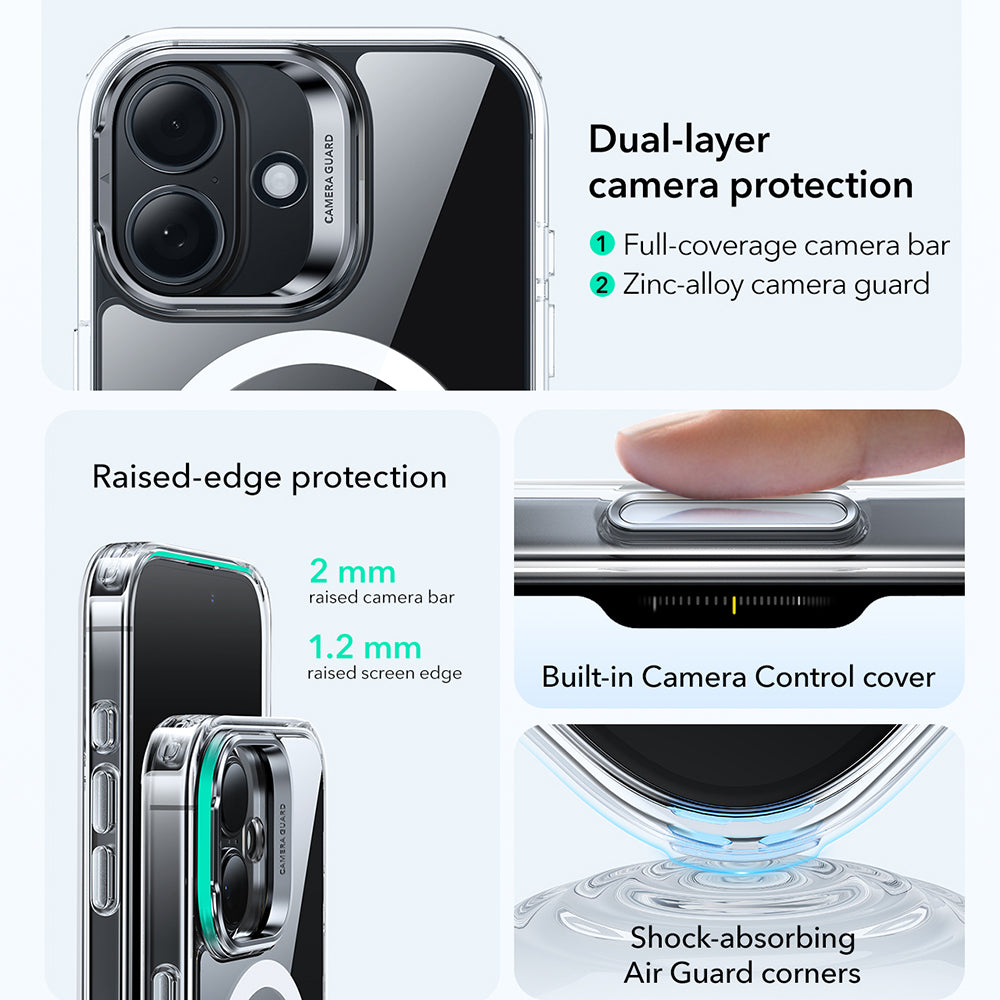 Puzdro MagSafe pre Apple iPhone 17, ESR, Classic Hybrid Kickstand, Transparent