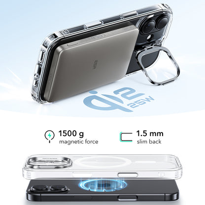 Puzdro MagSafe pre Apple iPhone 17, ESR, Classic Hybrid Kickstand, Transparent
