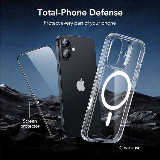 Puzdro MagSafe pre Apple iPhone 17, ESR, Classic Hybrid so Screen Protector, Transparentné
