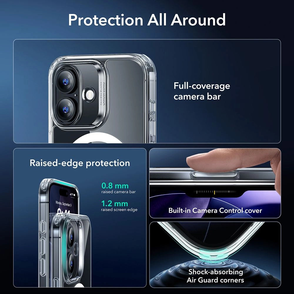 Puzdro MagSafe pre Apple iPhone 17, ESR, Classic Hybrid so Screen Protector, Transparentné