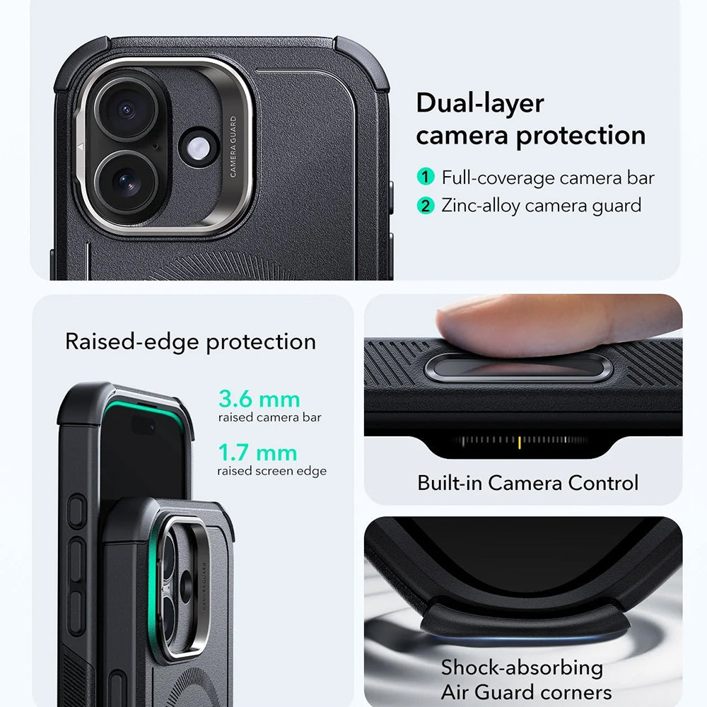 Puzdro MagSafe pre Apple iPhone 17, ESR, Cyber Armor Kickstand, Čierne