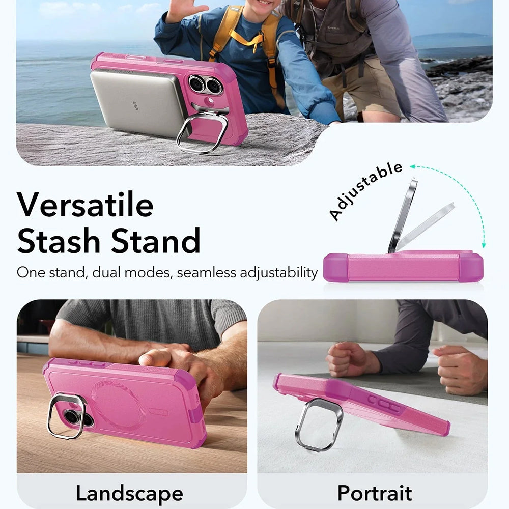 Puzdro MagSafe pre Apple iPhone 17, ESR, Cyber Armor Kickstand, Ružové