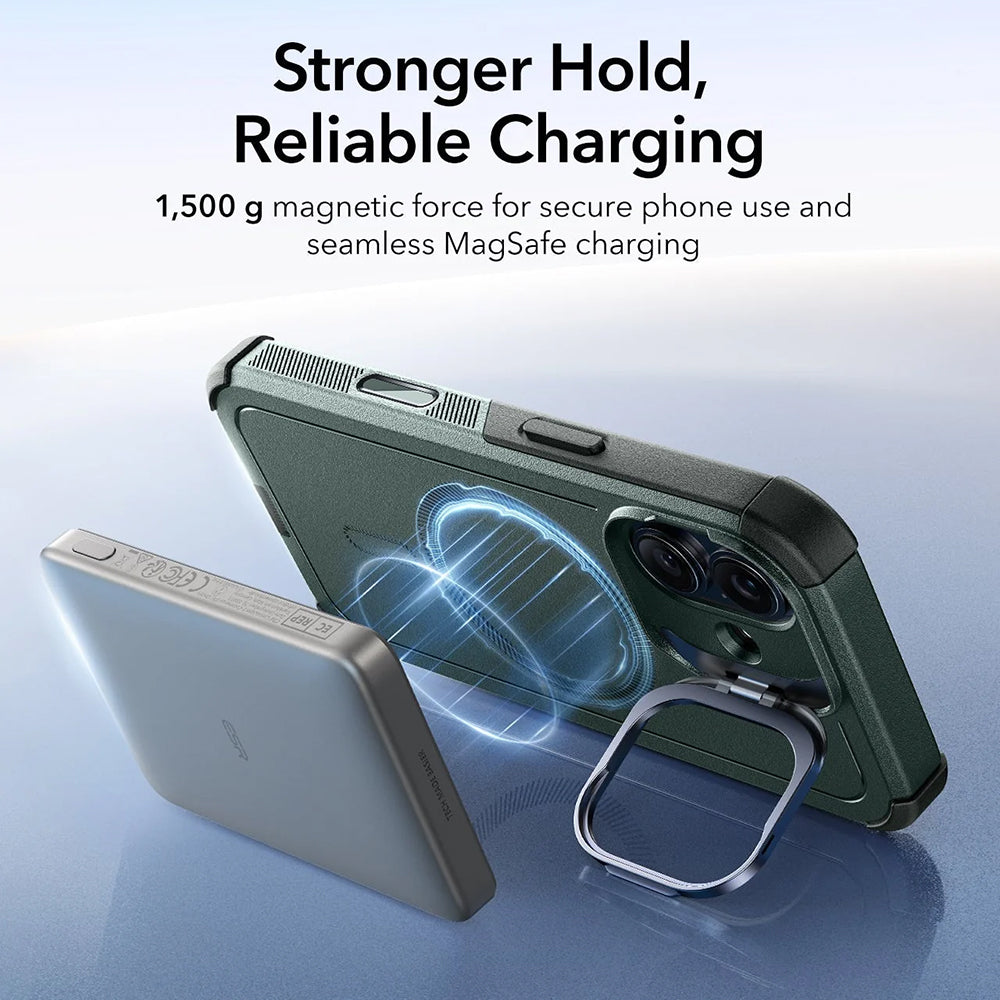 Puzdro MagSafe pre Apple iPhone 17, ESR, Cyber Armor Kickstand, Zelené