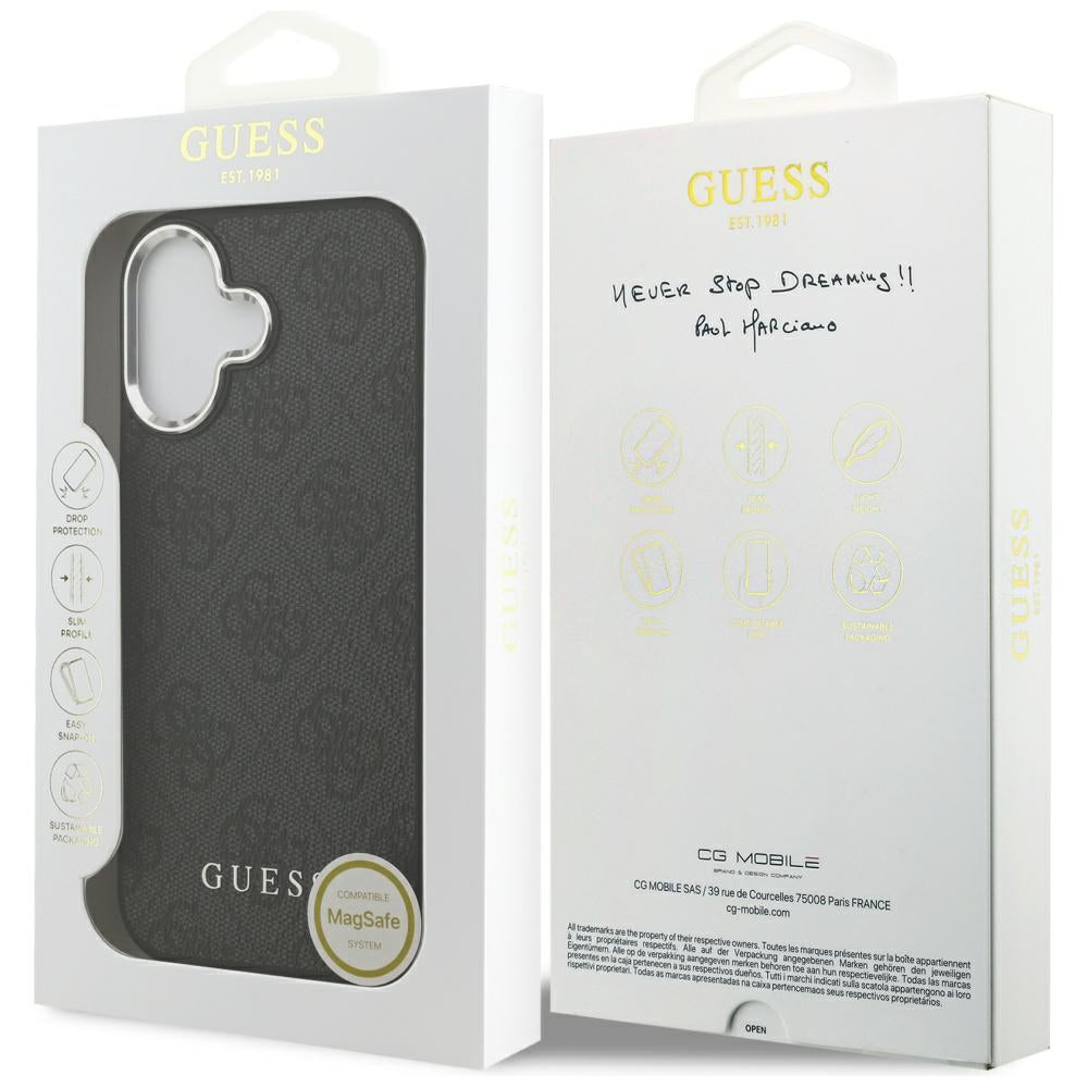 Puzdro MagSafe pre Apple iPhone 17, Guess, 4G Classic Logo, Čierne