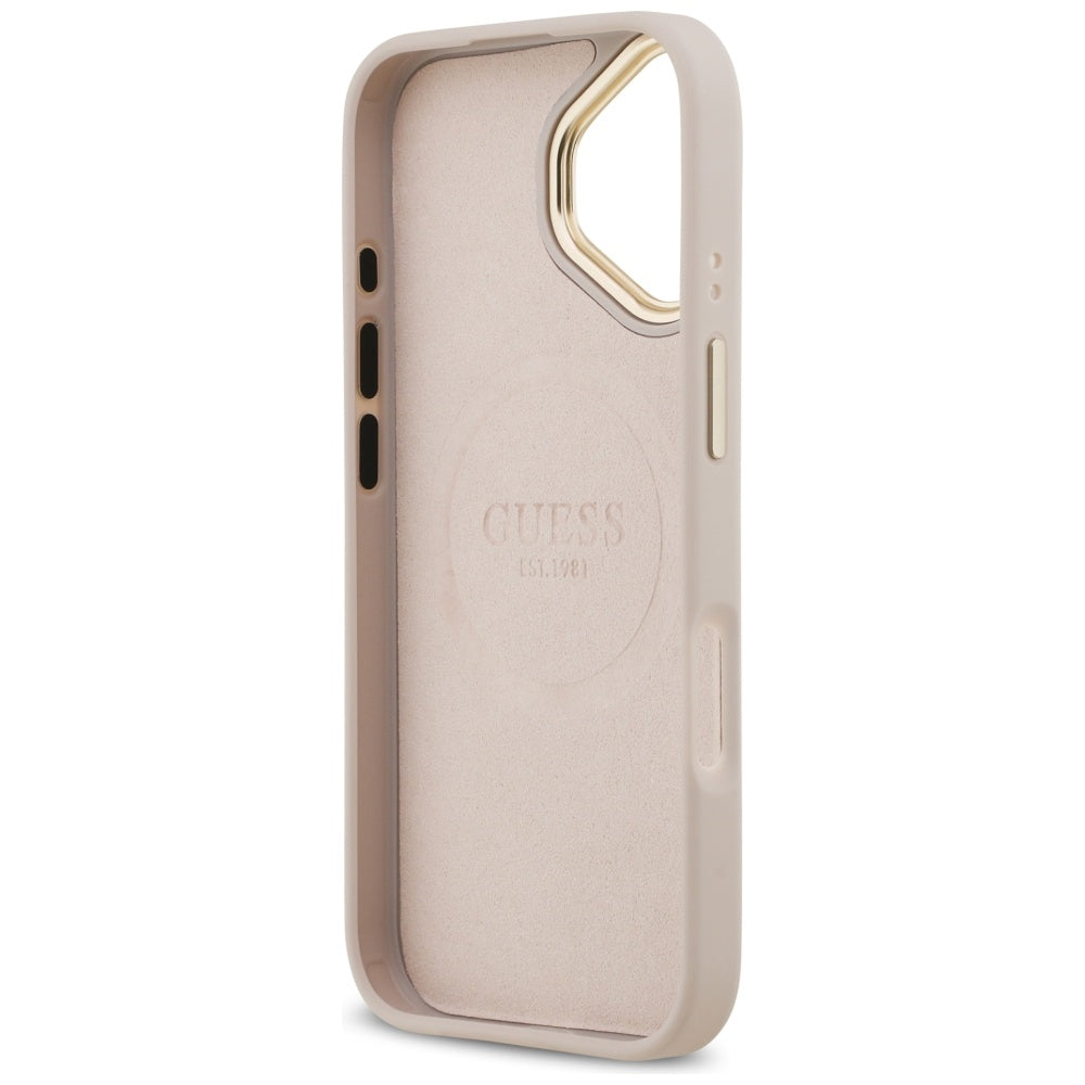 Puzdro MagSafe pre Apple iPhone 17, Guess, 4G Logo Plate, Ružové