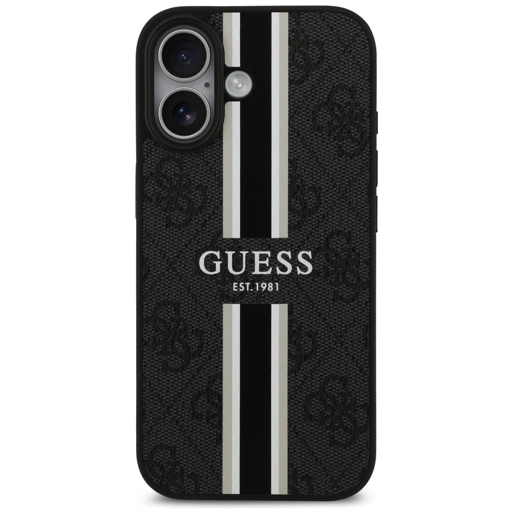 Puzdro MagSafe pre Apple iPhone 17, Guess, 4G Printed Stripes, Čierne