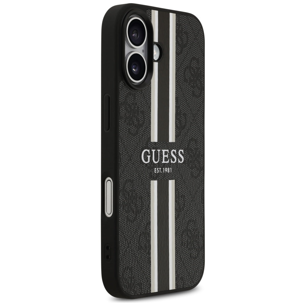 Puzdro MagSafe pre Apple iPhone 17, Guess, 4G Printed Stripes, Čierne