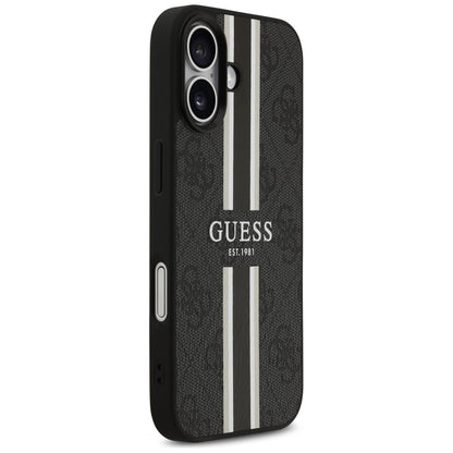 Puzdro MagSafe pre Apple iPhone 17, Guess, 4G Printed Stripes, Čierne