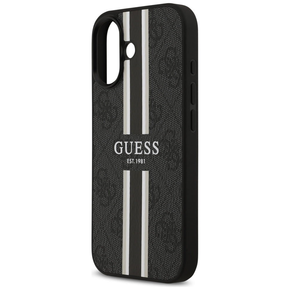 Puzdro MagSafe pre Apple iPhone 17, Guess, 4G Printed Stripes, Čierne