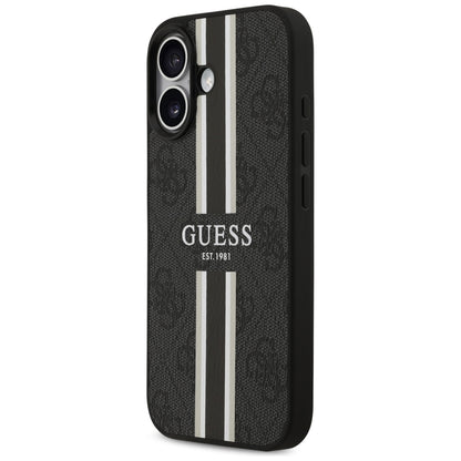 Puzdro MagSafe pre Apple iPhone 17, Guess, 4G Printed Stripes, Čierne
