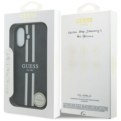 Puzdro MagSafe pre Apple iPhone 17, Guess, 4G Printed Stripes, Čierne