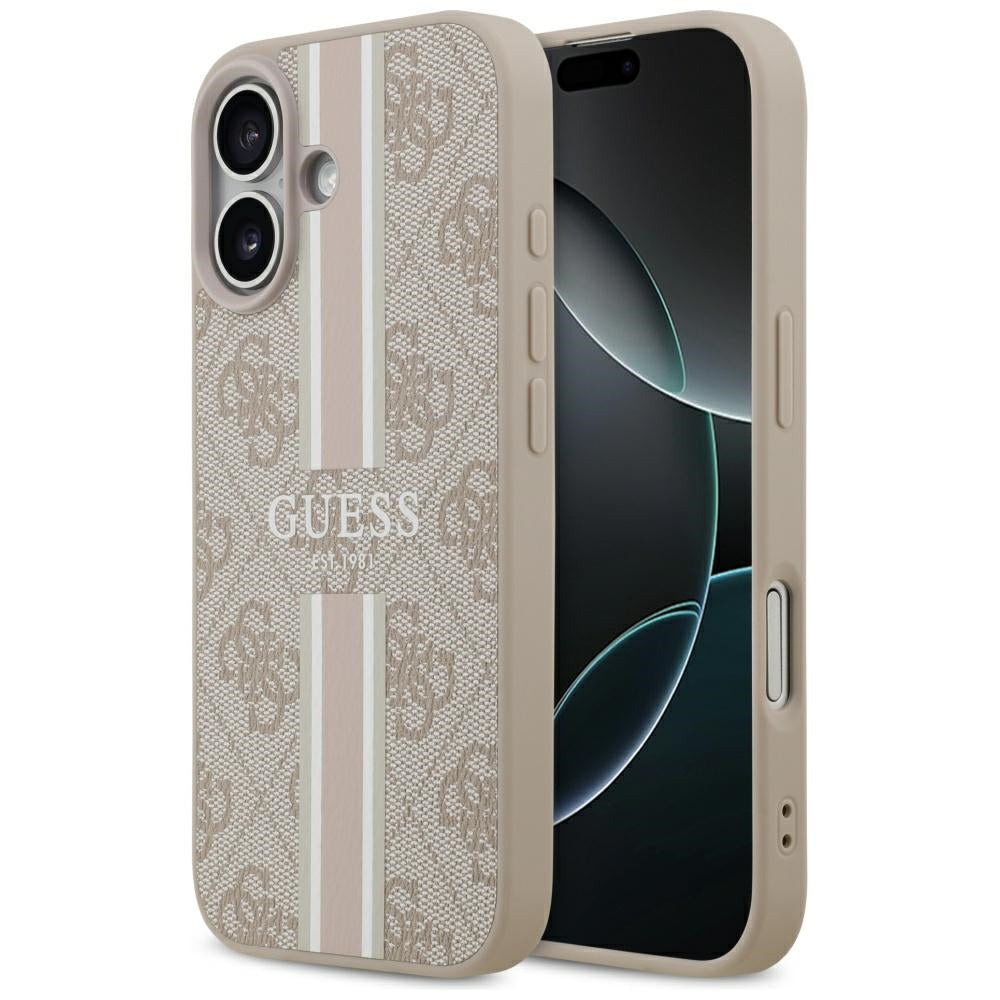Puzdro MagSafe pre Apple iPhone 17, Guess, 4G Printed Stripes, Ružové