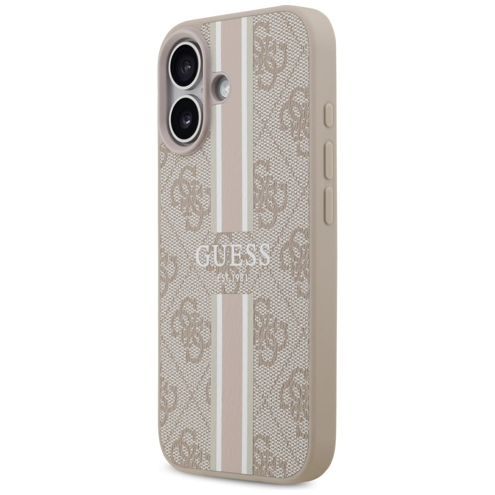 Puzdro MagSafe pre Apple iPhone 17, Guess, 4G Printed Stripes, Ružové